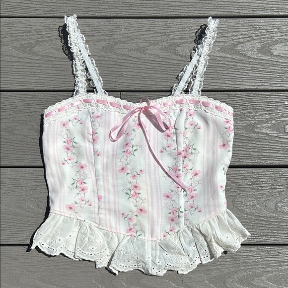 Tops - SOLD: Coquette Pink Bow Tank Top